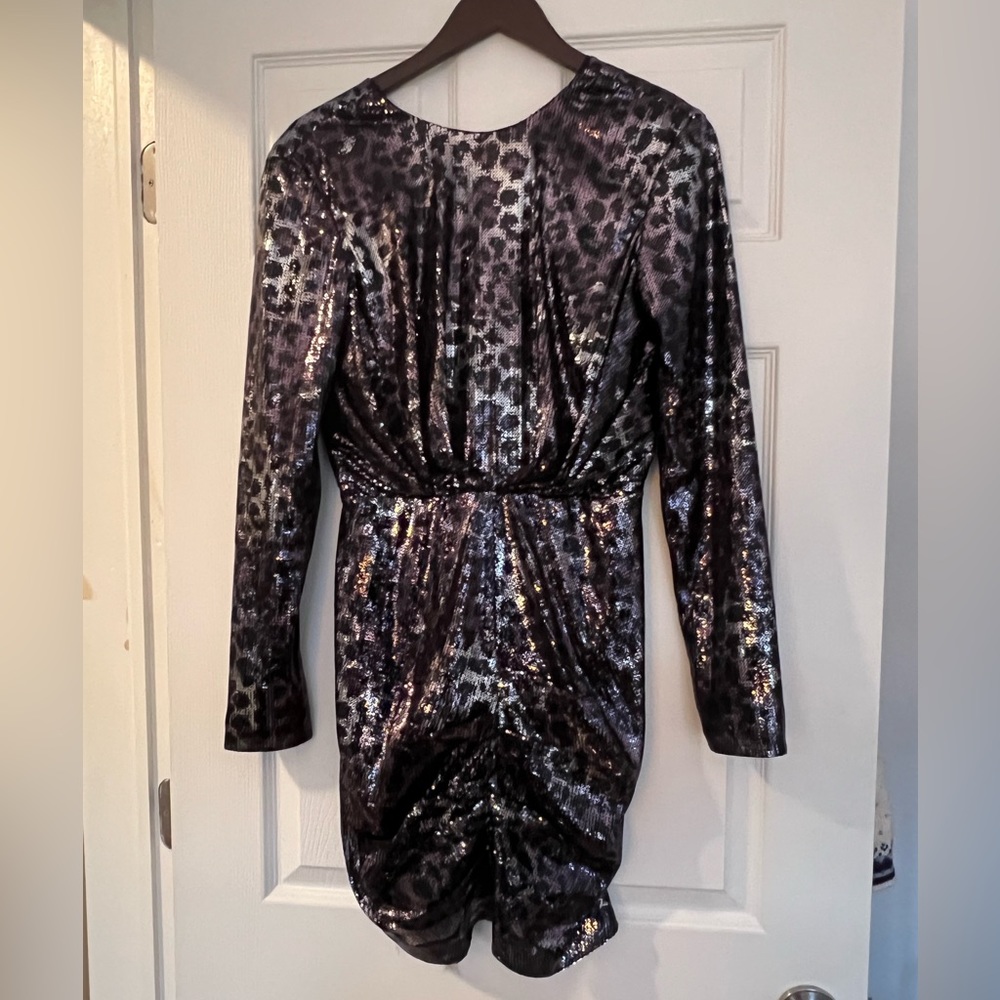 MSGM Abito leopard sequin mini dress